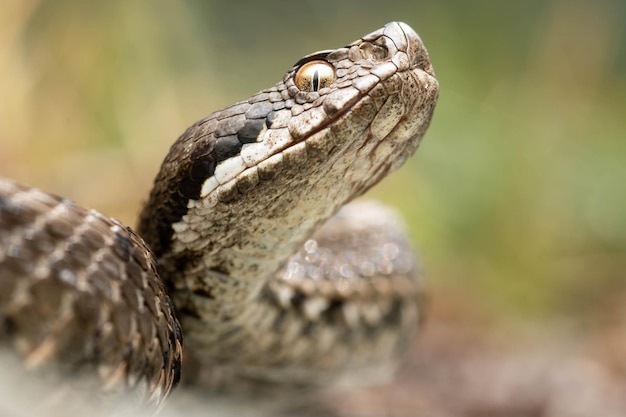 Foto bella e imponente serpiente venenosa asp víbora de los pirineos