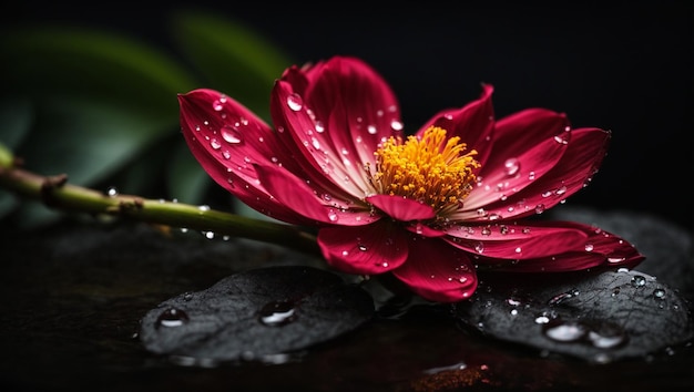 Bella flor de loto roja en un lago Flor de loto rosa o lirio de agua flotando en el agua