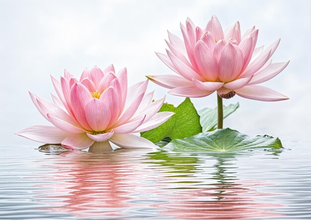 Bella flor de loto rosa en el agua con fondo de cielo