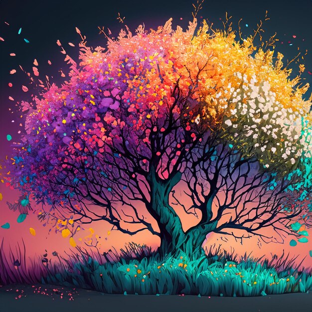 Foto bella ilustración del árbol mágico