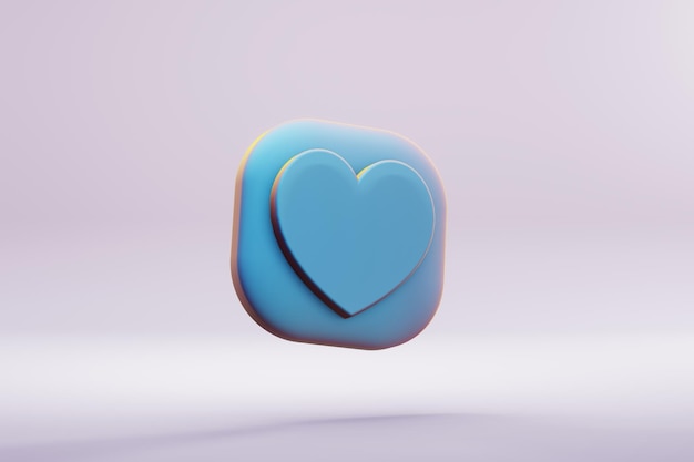 Bella ilustración azul saludable Íconos del símbolo del corazón en un fondo rosado brillante Rendering 3D i