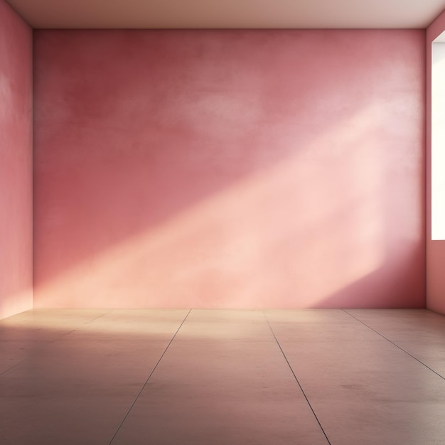 Bella imagen original de fondo de un espacio vacío en tonos rosados con un juego de luz y sombra