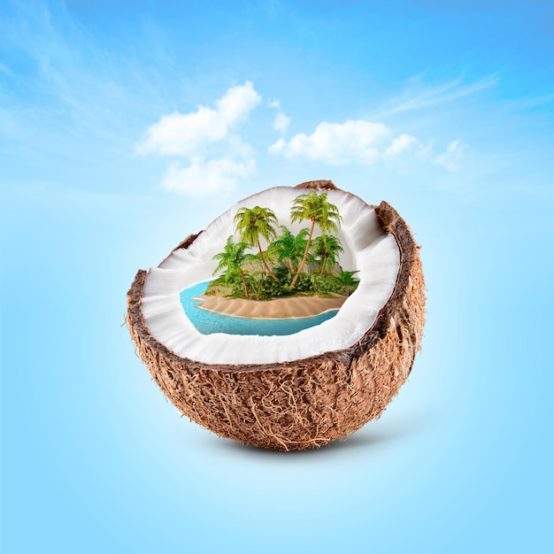 Bella isla tropical en el concepto de viaje y vacaciones de coco