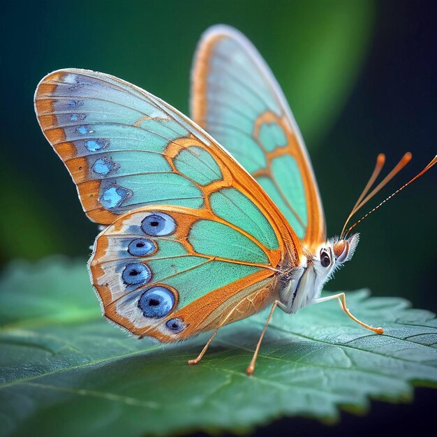 Bella mariposa en la hoja