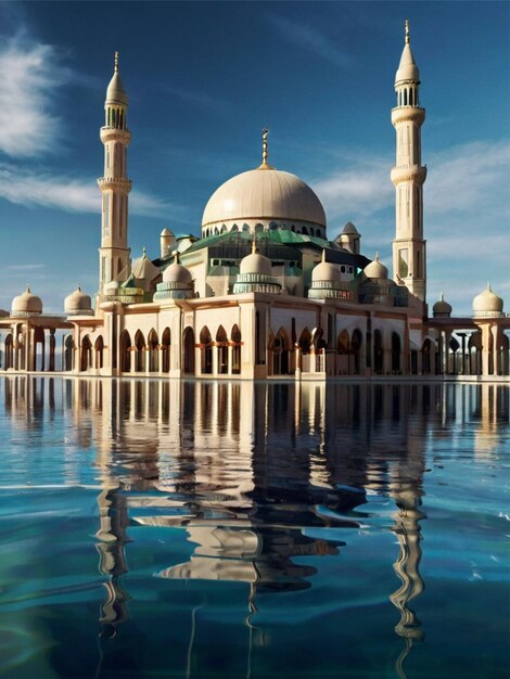 Bella mezquita islámica en el agua