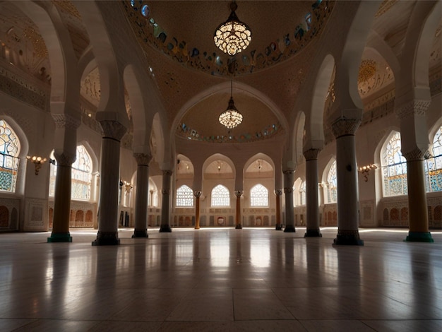 Bella mezquita islámica en el agua