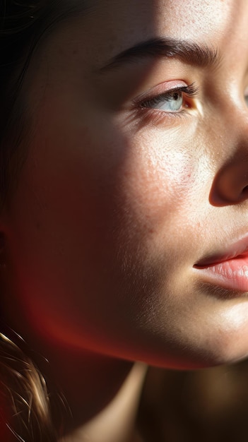 Foto bella mujer cara piel sana primer plano hermoso retrato de estudio femenino