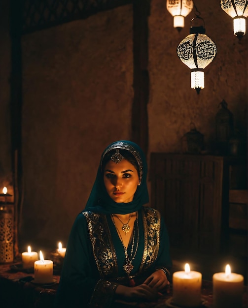 Bella mujer iraní posando para una sesión de fotos del Ramadán