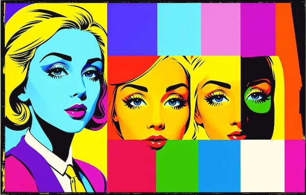 Bella mujer joven en estilo pop art IA generativa