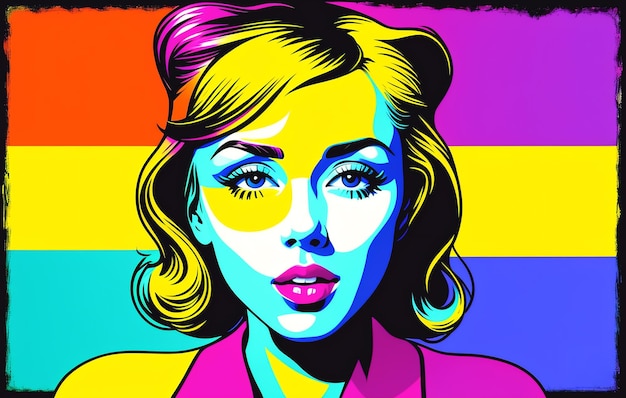 Bella mujer joven en estilo pop art IA generativa