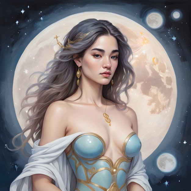 Bella mujer signo del zodiaco Libra