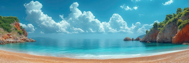 Bella playa de mar verano cielo soleado fondo pancarta HD