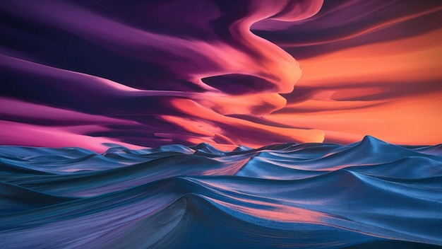 Bella sombra de fondo de púrpura a naranja ondas de pincel por imagen de IA generativa