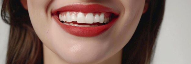 Bella sonrisa mujer joven dientes blancos sobre fondo blanco