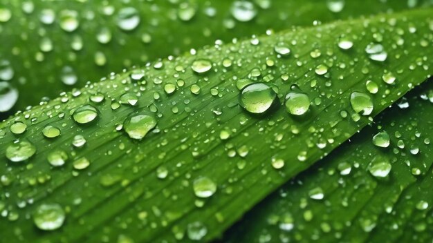 Bella textura verde con gotas de lluvia