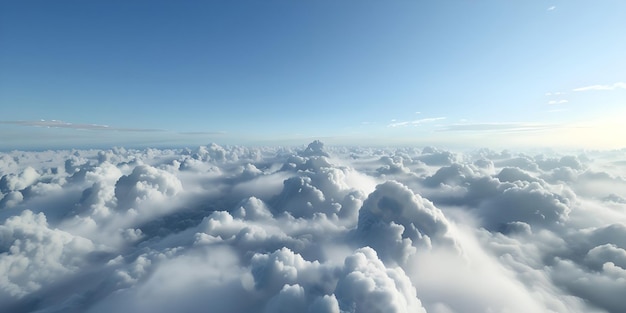 Bella vista aérea sobre las nubes con el cielo azul generado por Ai