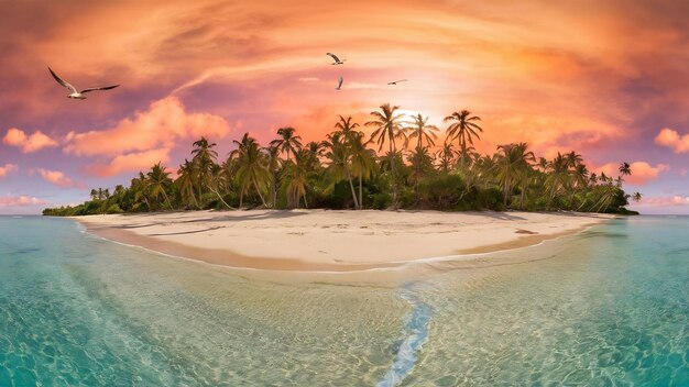 Bella vista al aire libre con playa tropical y mar