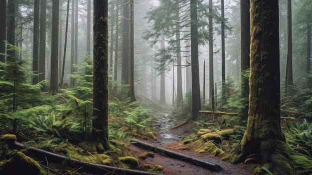 Bella vista del bosque de niebla