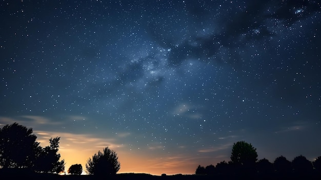 Bella vista del paisaje del cielo nocturno de fantasía lleno de estrellas de fondo