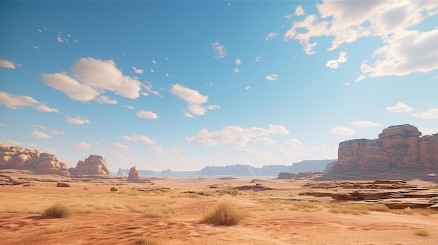 Bella vista del tranquilo desierto bajo el cielo despejado
