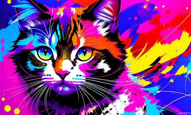 La belleza abstracta del gato psicodélico