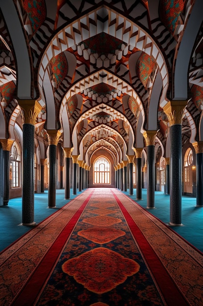 la belleza arquitectónica de una mezquita histórica durante el período del Ramadán