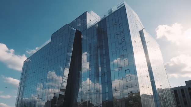 Belleza de la arquitectura de vidrio con un cielo azul IA generativa