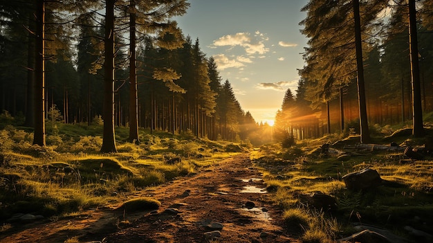 La belleza del bosque de pinos del Báltico en Estonia