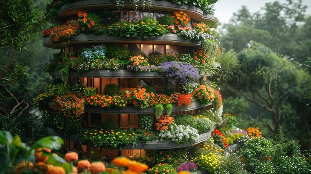 Belleza botánica Un jardín en la torre que muestra el papel tapiz