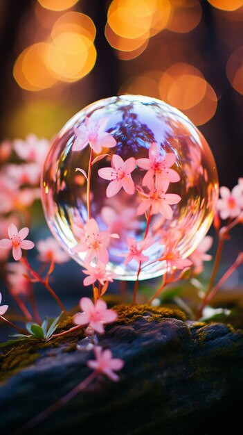 Belleza en una burbuja una delicada flor capturada Aigenerated