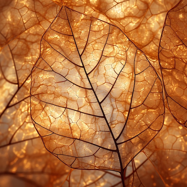 La belleza de la caída Las intrincadas venas reveladas por la hoja de otoño