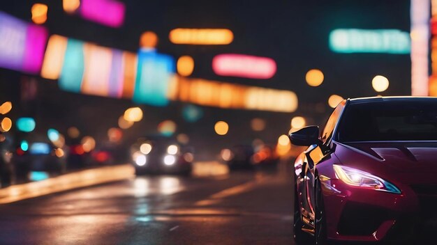 La belleza de las coloridas luces bokeh abstractas de los coches al anochecer