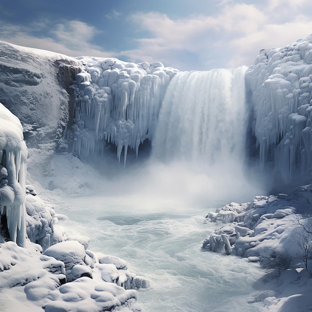 Foto una belleza congelada de la gran cascada