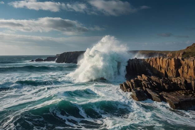 la belleza escarpada de una costa rocosa golpeada por las olas estrelladas