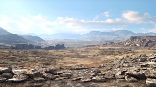 Foto la belleza estéril de la meseta montañosa