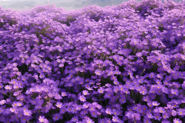 La belleza etérea Campo de flores púrpuras y blancas