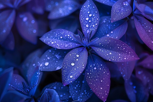 Foto belleza etérea de las hojas de rodíola azul