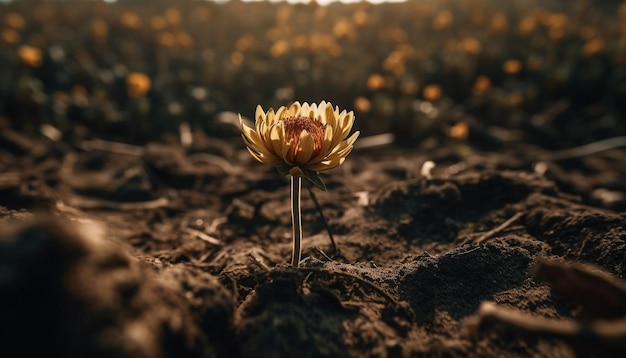 Belleza de flor de girasol amarillo en crecimiento natural generado por IA