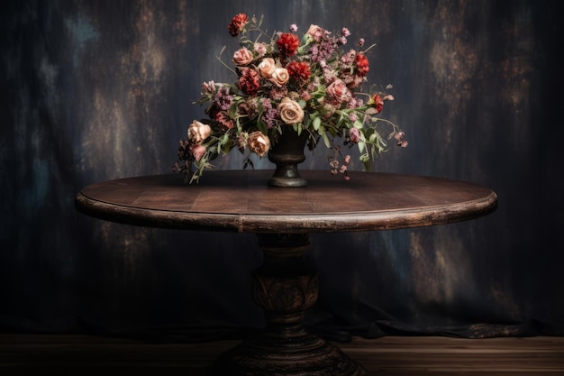 La belleza en flor Una mesa redonda marrón adornada con flores Edición 32