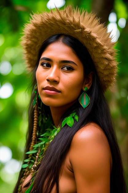 Belleza indómita del Amazonas Un retrato cautivador de una mujer indígena de una comunidad tribal