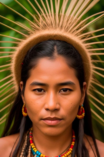 Belleza indómita del Amazonas Un retrato cautivador de una mujer indígena de una comunidad tribal