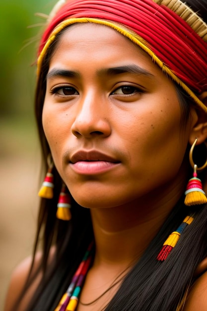Belleza indómita del Amazonas Un retrato cautivador de una mujer indígena de una comunidad tribal