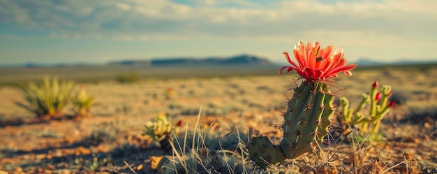 La belleza inesperada de una flor de cactus solitaria que despliega sus pétalos en el corazón del desierto