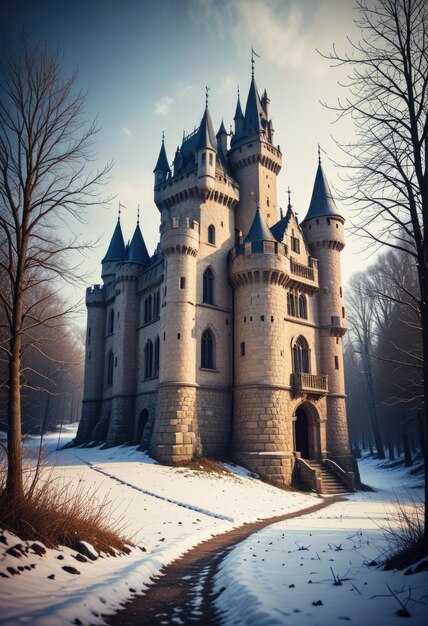 la belleza inquietante de un castillo abandonado en invierno