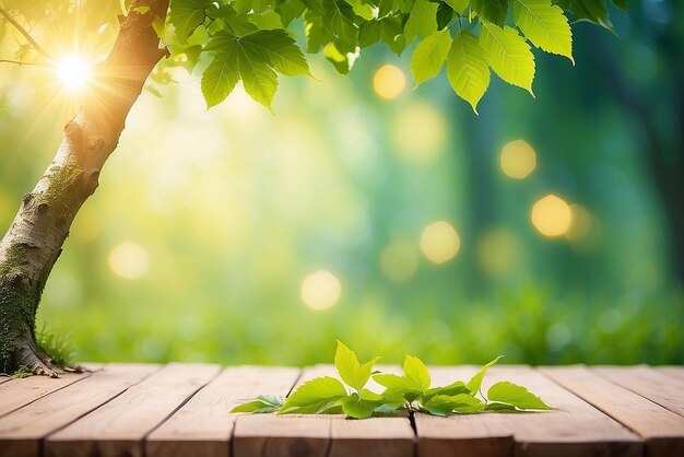 Belleza del jardín de verano fondos estacionales con árbol de haya y bokeh brillante