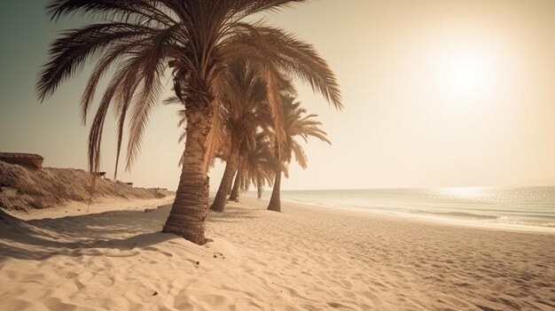 Belleza junto a la playa bajo la dorada luz del sol