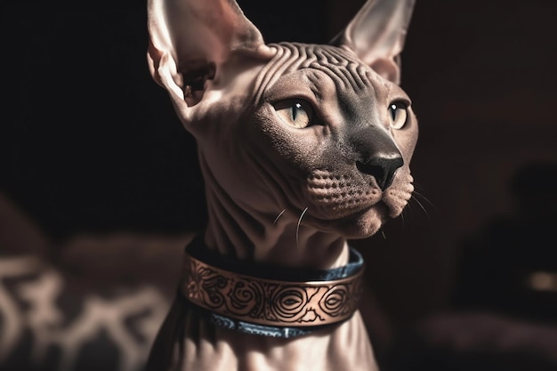 Foto belleza majestuosa un primer plano del hocico de un gato sphynx