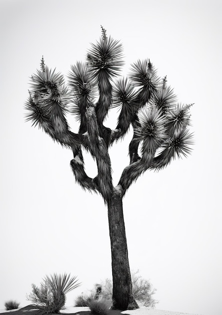 Belleza monocromática Fotografía en blanco y negro de Joshua Tree IA generativa