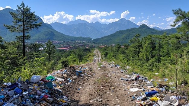 La belleza de las montañas arruinada por un extenso vertedero de basura