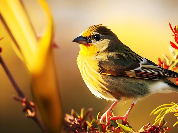 Belleza natural Primer plano de Weaver Bird en un lugar acogedor